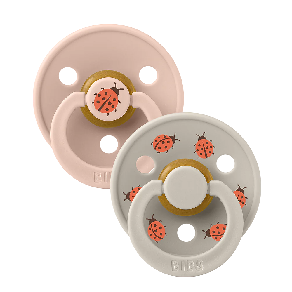 Bibs Round Natural Dummy Pacifier - Urban Garden - Ladybug Blush Mix