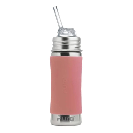 Pura Kiki Stainless Steel Kiddo Straw Bottle 325ml - Rose V2