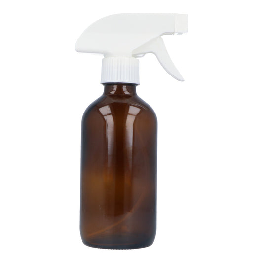Amber Glass Bottle with White Trigger Spray - 250ml