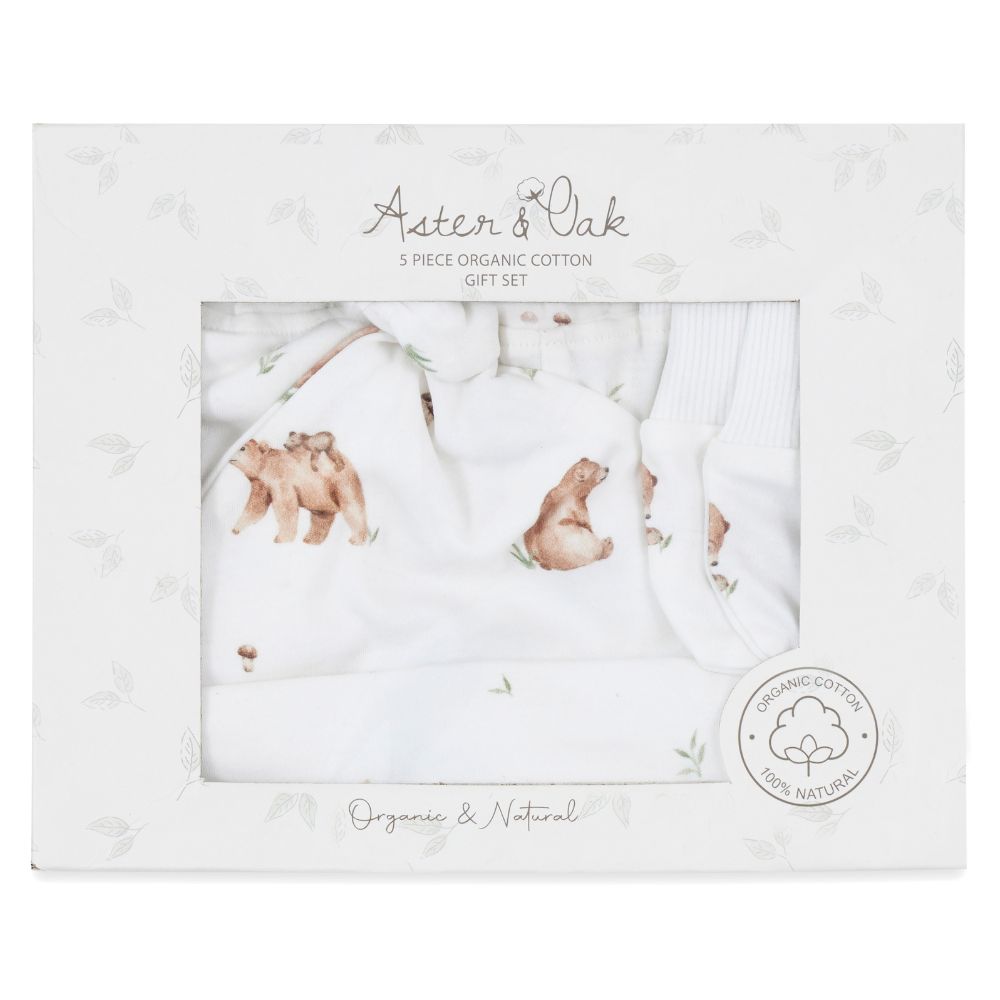 Aster & Oak 5 Piece Organic Cotton Gift Box Set - Little Bear