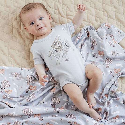 Aster & Oak Flying Oli Bear Print Onesie