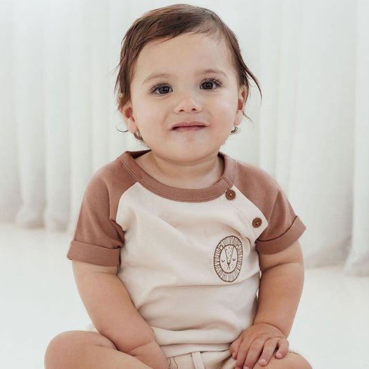 Aster & Oak Lion Embroidered Raglan Tee