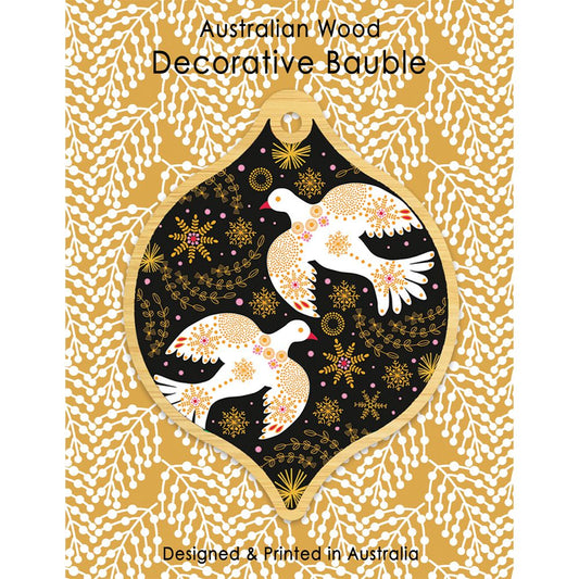 Aero Decorative Wooden Bauble - Christmas Doves