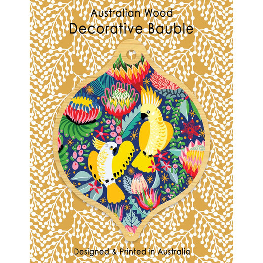 Aero Decorative Wooden Bauble - Yellow Birds