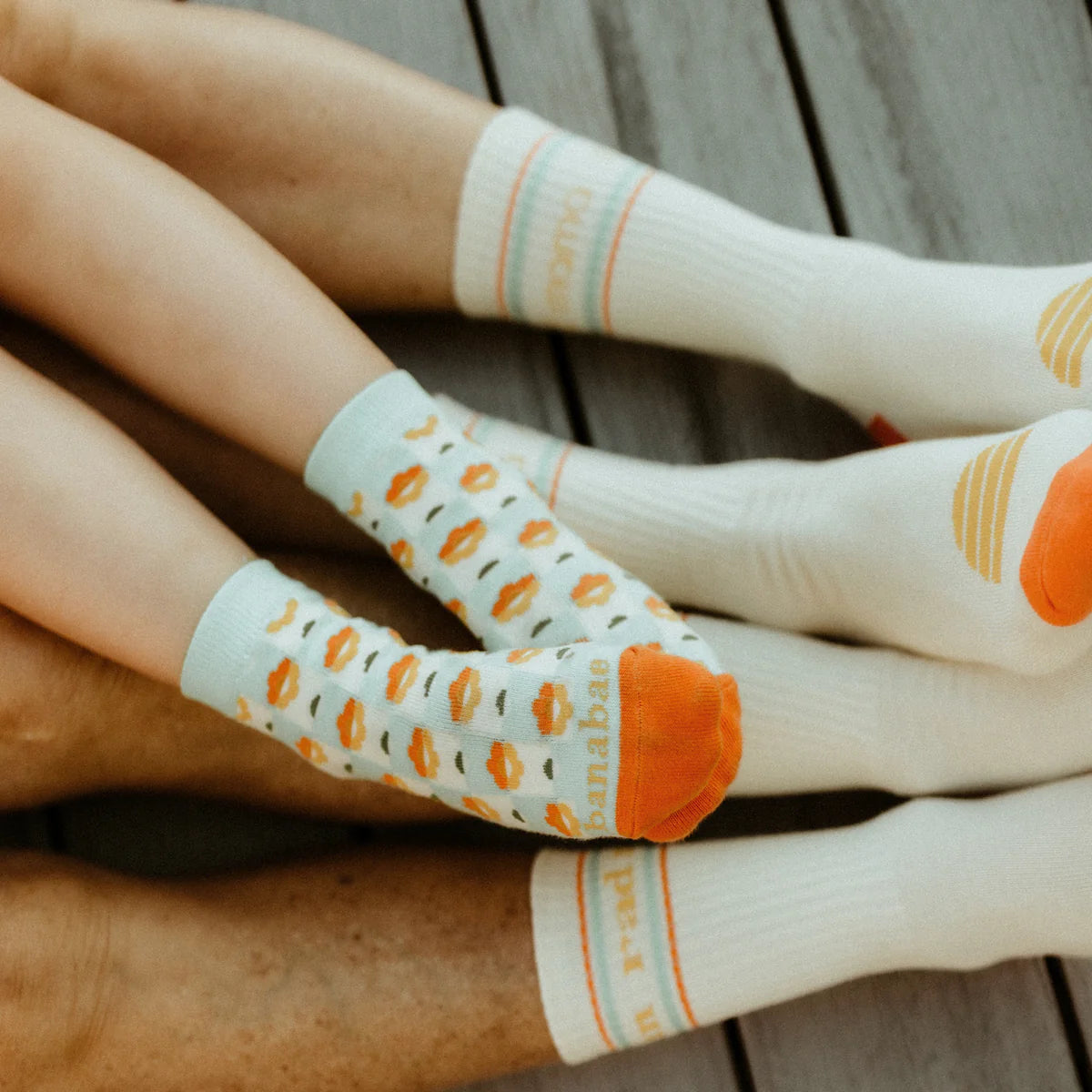 Banabae Organic Cotton Crew & Floral Check Socks 2pk - Rad Nan