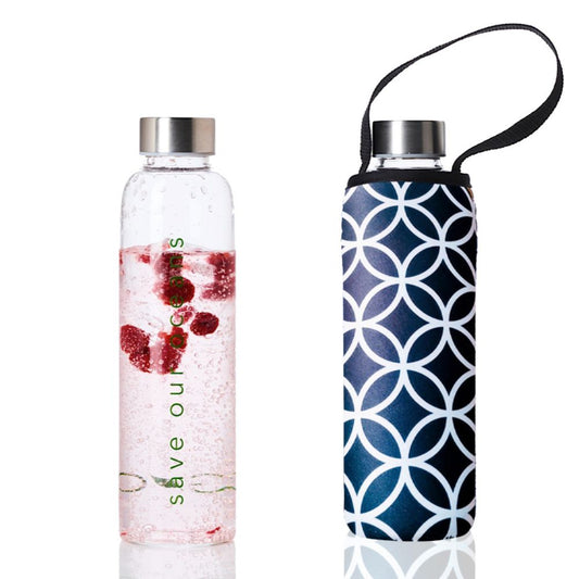 BBBYO Glass Water Bottle with Cover 570mL - Deca