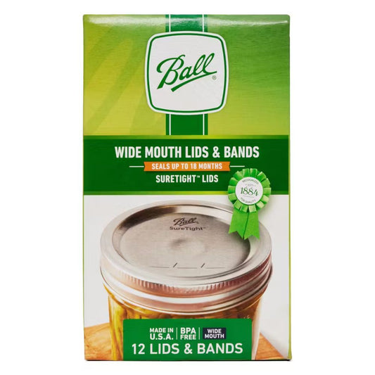 Ball Mason Wide Mouth Canning Lid with Band - Pack of 12