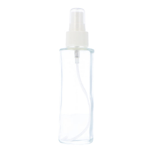 Clear Glass Bottle Tall with White Atomiser - 100ml