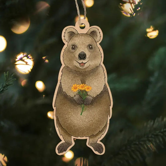 Earth Greetings Wooden Christmas Decoration - Smiling Quokka