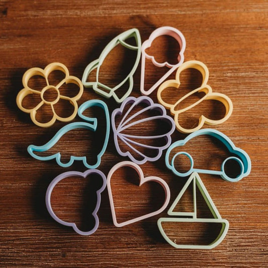 Cookie Cutter / Play Dough Cutter Set - Playdough Assorted Colour Shapes (set of 10)