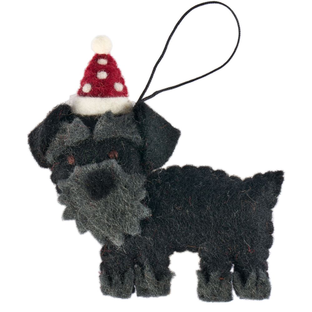 Fairtrade Felt Christmas Decoration - Schnauzer