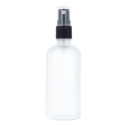 Frosted Glass Bottle with Black Atomiser - 100ml