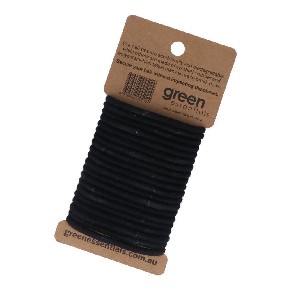 Green Essentials Natural Hair Ties 20PK - Black