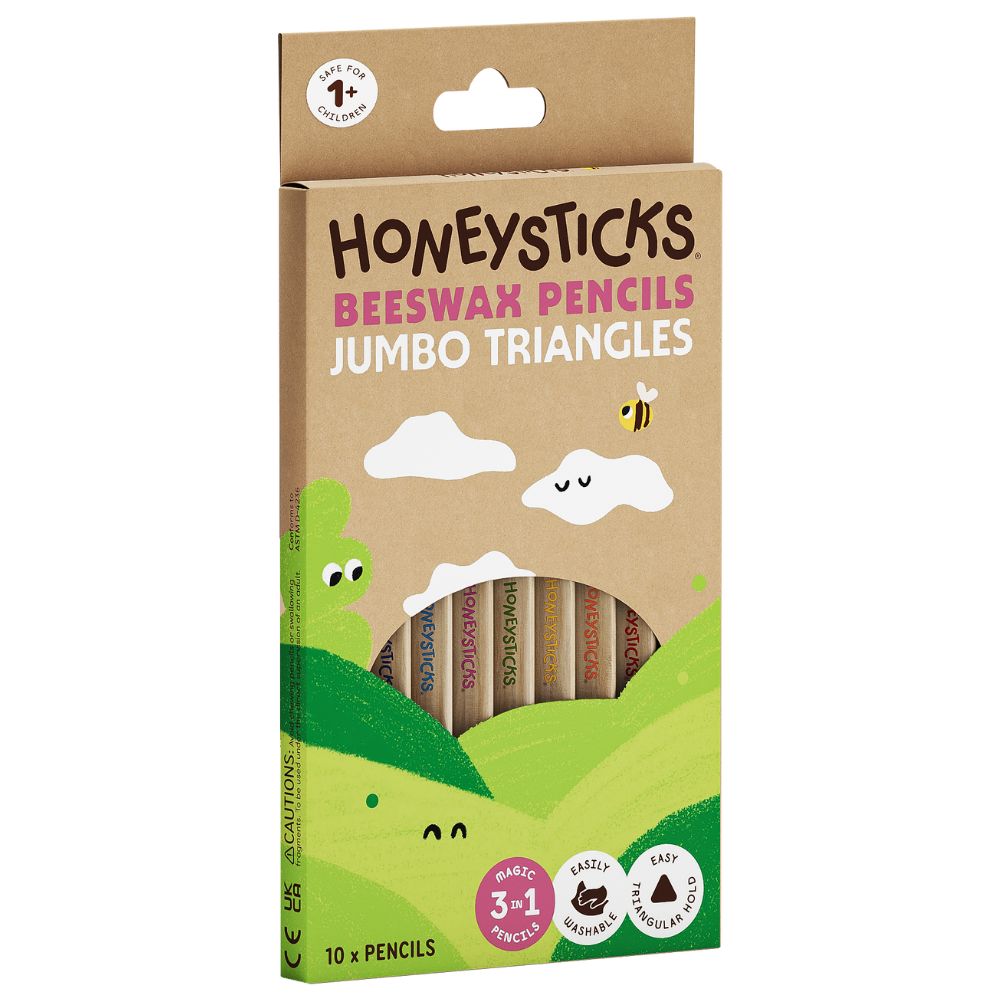 Honeysticks Beeswax Pencils - Jumbo Triangles 10pk