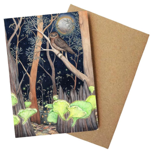 Ingrid Bartkowiak Art Card - Boobook and Ghost Fungus