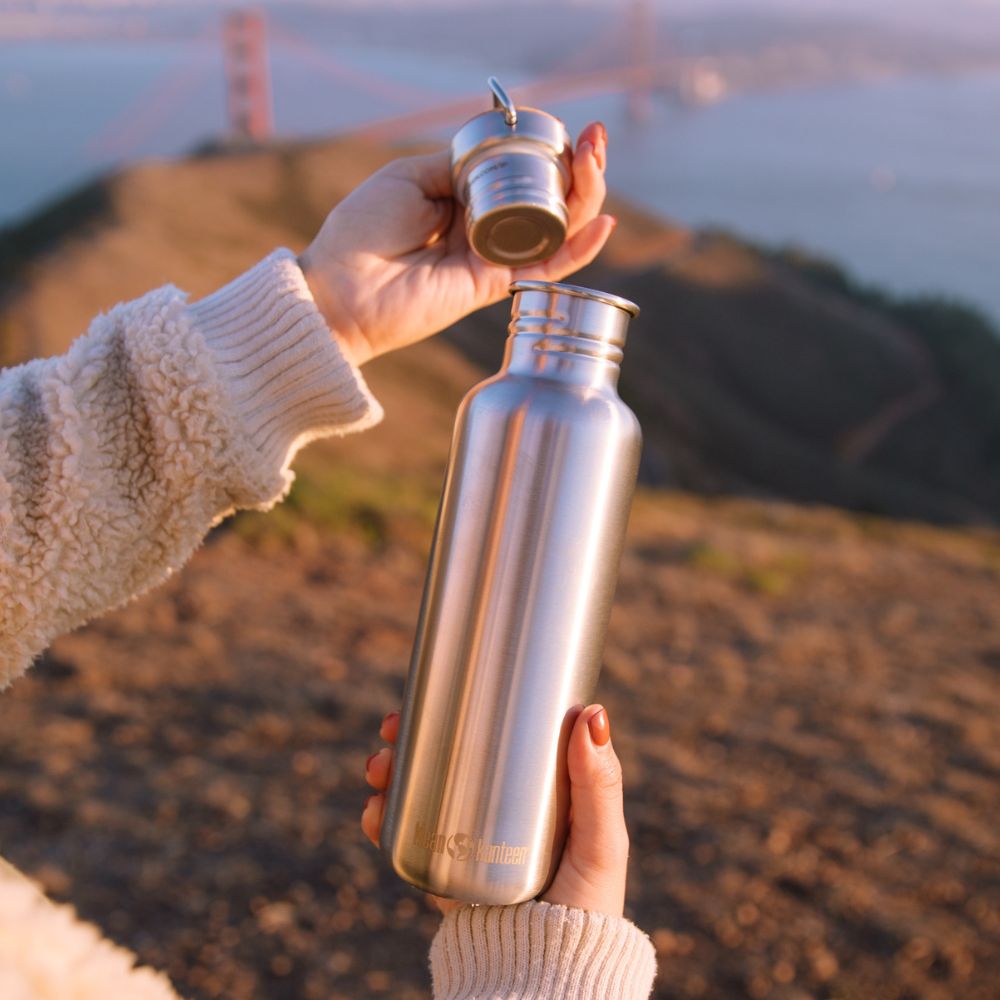 Klean Kanteen Mirrored Stainless Steel Water Bottle w Bamboo Cap