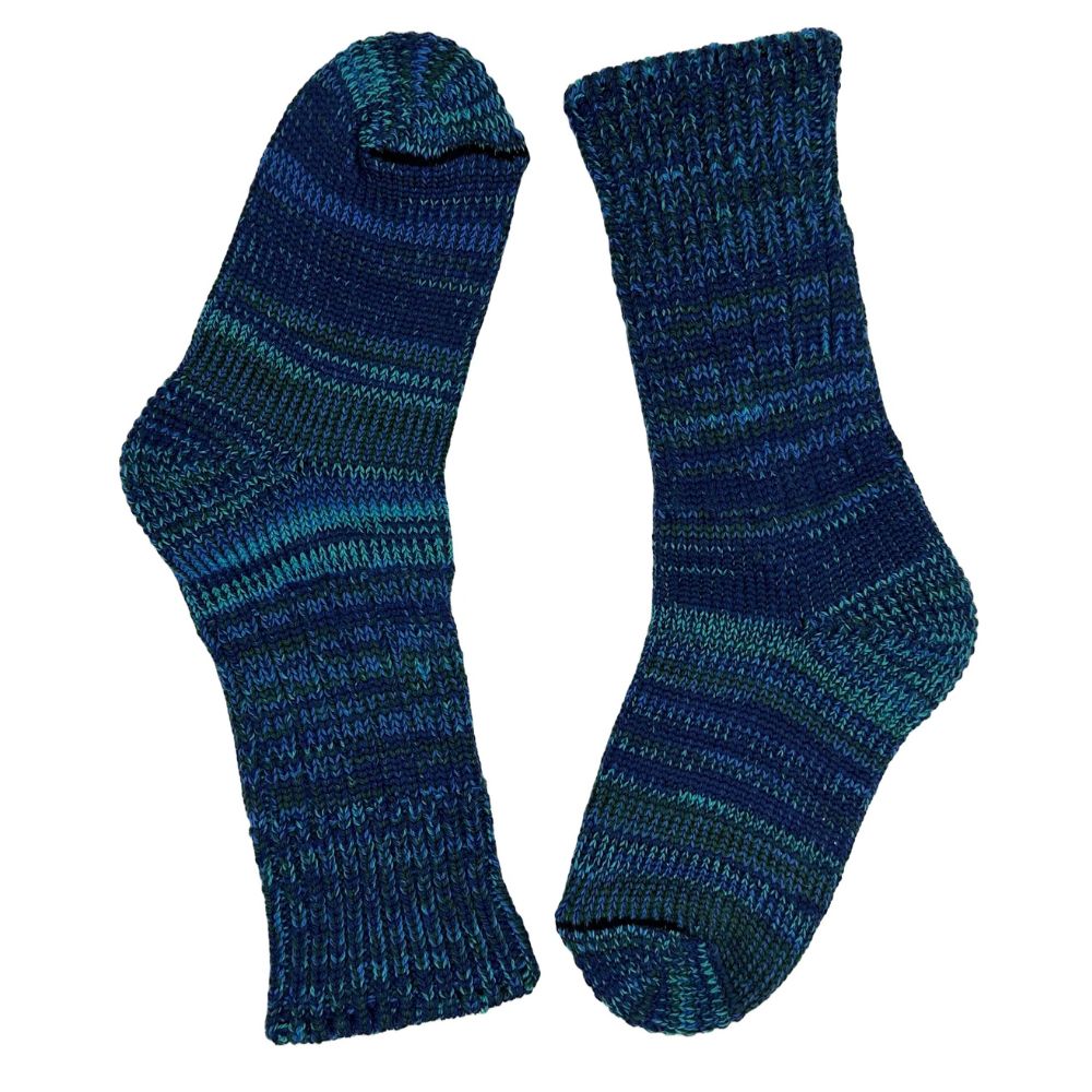 Mongrel Socks Merino Mini Mongrels Kids Socks  - Blue Green