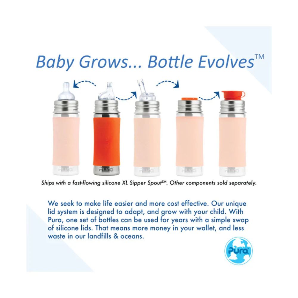 Pura Kiki Stainless Steel Sippy Bottle 325ml - Moss V2