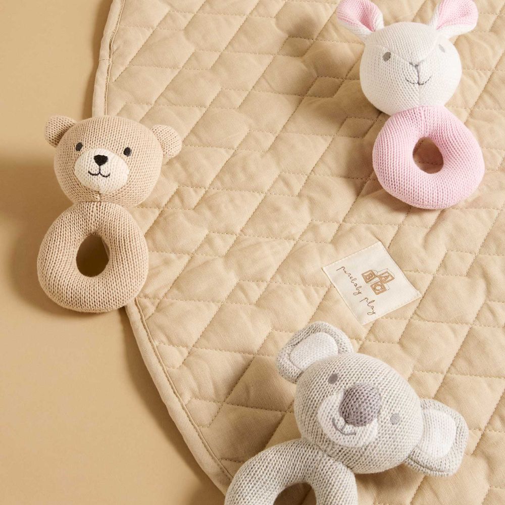 Purebaby Knitted Rabbit Rattle - Pink