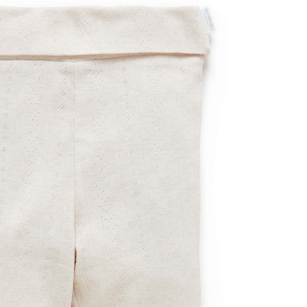 Purebaby Pointelle Footed Leggings - Wheat Melange