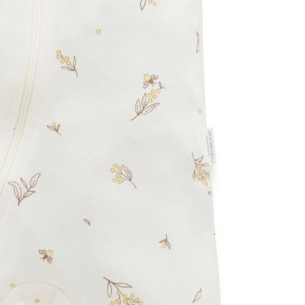Purebaby Short Sleeve Zip Growsuit - Wattle Bee