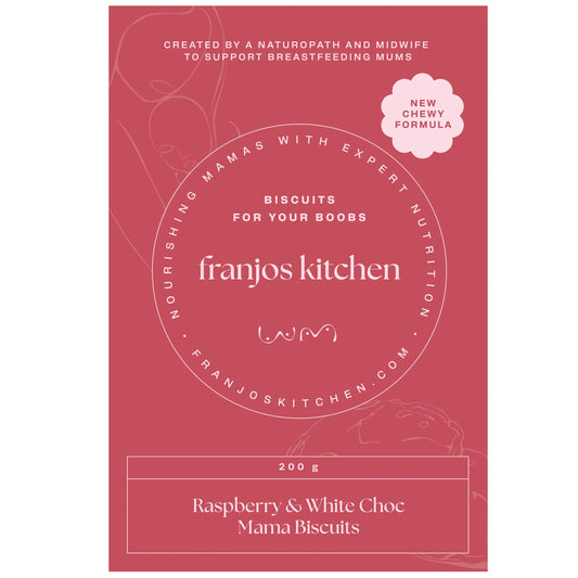 Franjos Kitchen Lactation Cookies Mama Biscuits - Raspberry & White Chocolate (New Chewy Formula)