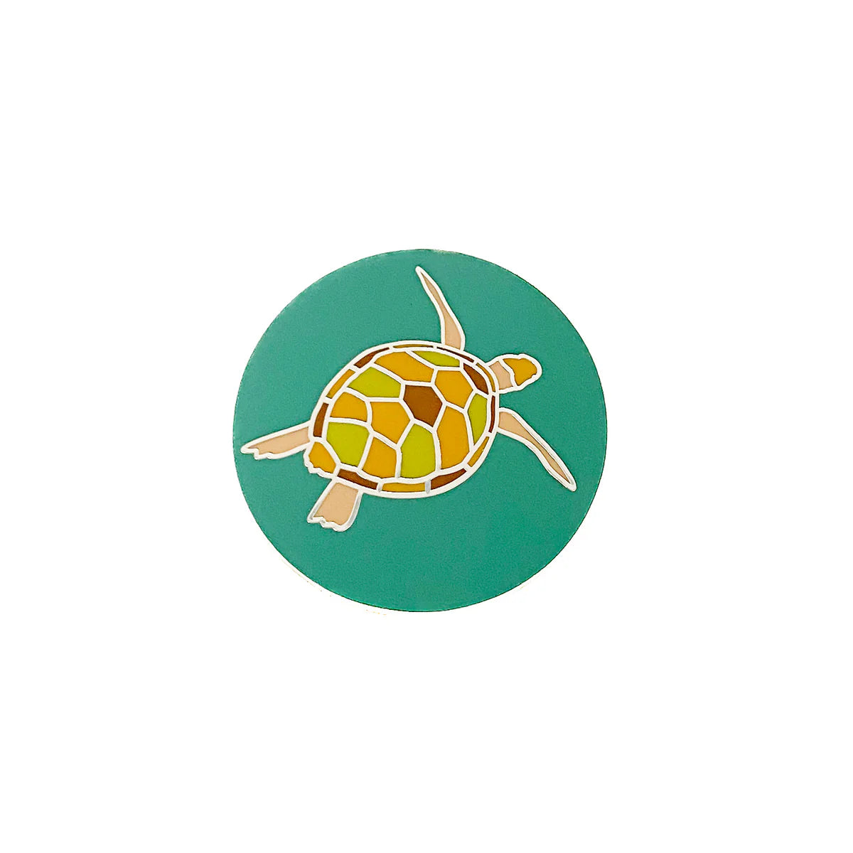 Red Parka Enamel Pin - Green Sea Turtle