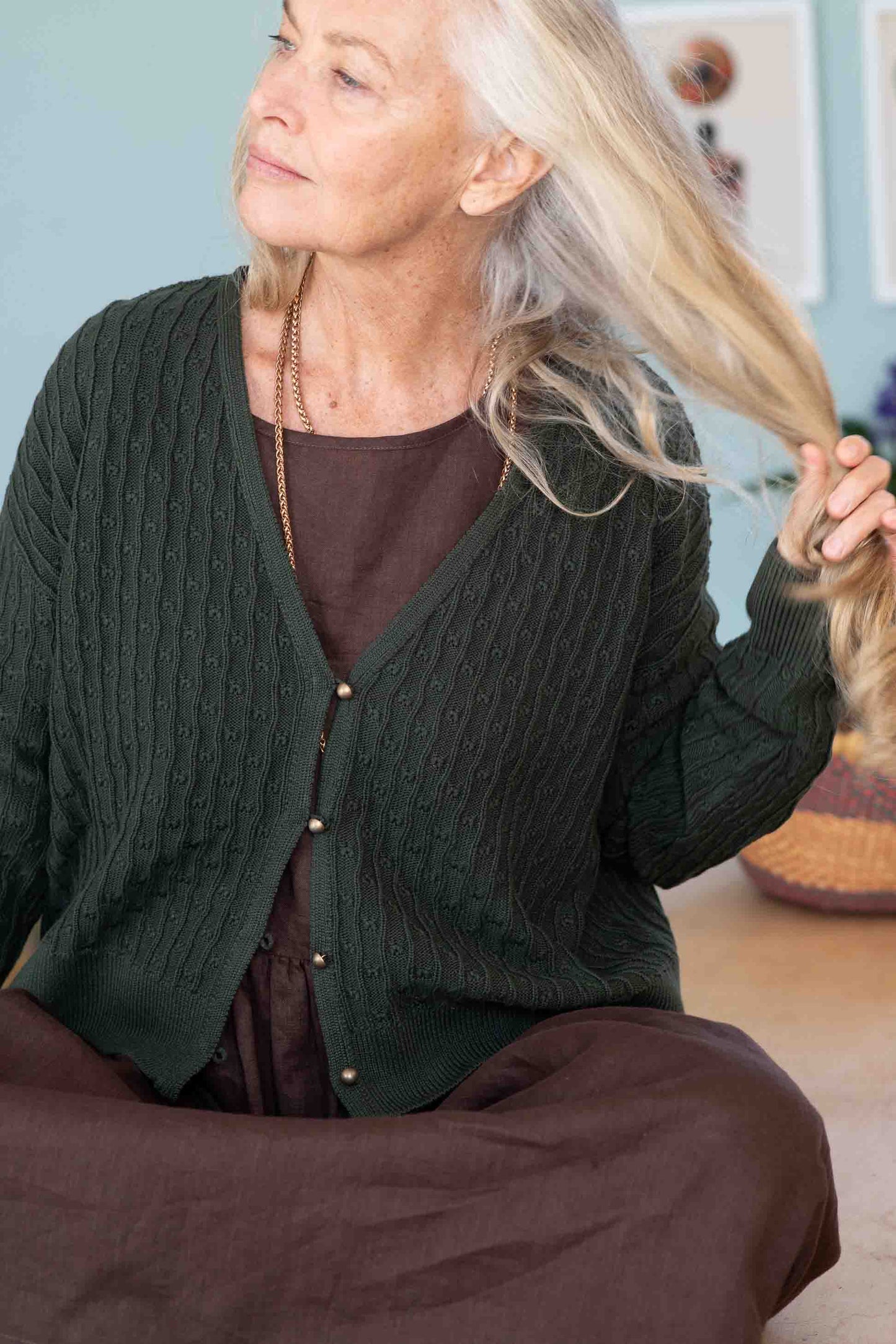 Lazybones Sunday Cardigan Moss