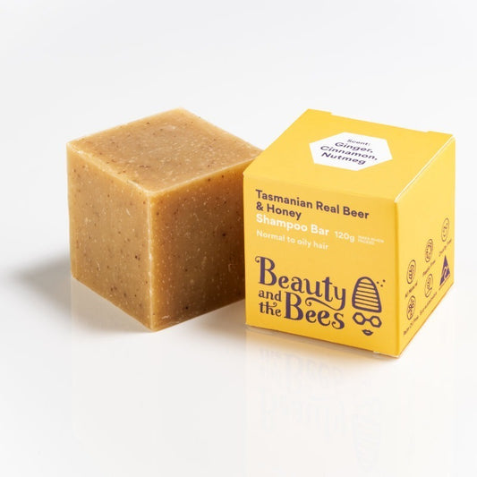 Beauty & the Bees Real Beer & Honey Shampoo Bar 120g - Ginger, Cinnamon, Nutmeg