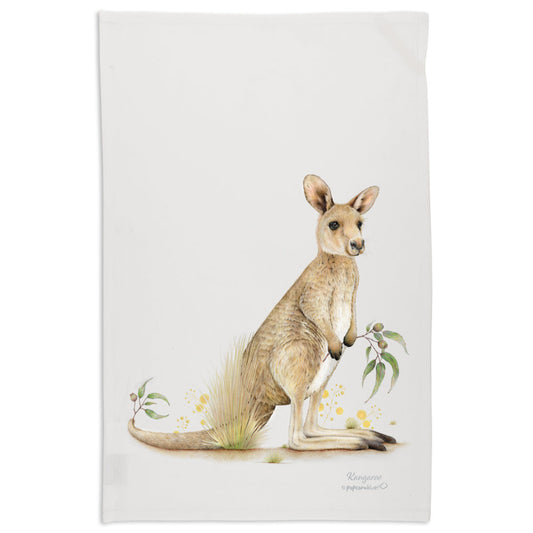 Popcorn Blue Kangaroo Tea Towel