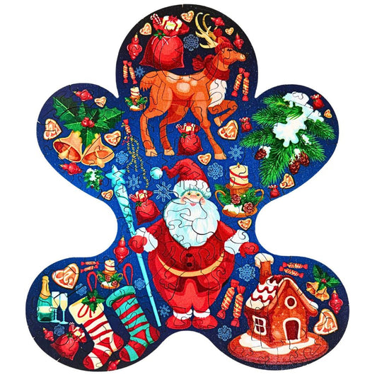 Twigg Puzzle Wooden Jigsaw 92 Pieces - Christmas Gingerbread Person