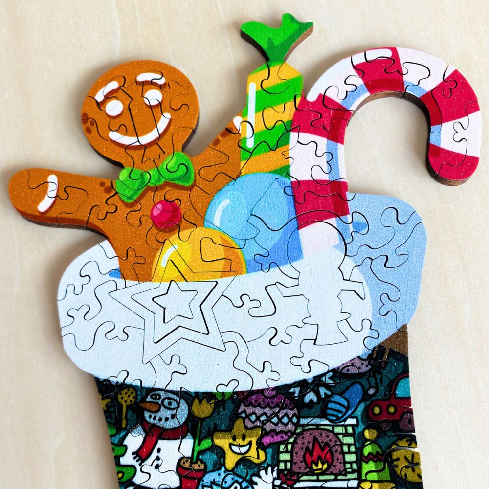 Twigg Puzzle Wooden Jigsaw 97 Pieces - Christmas Stocking