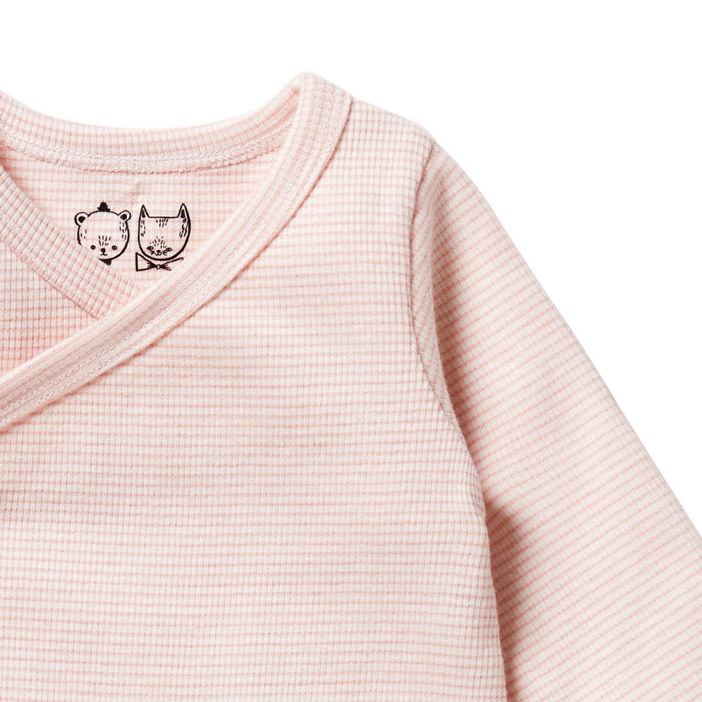 Wilson & Frenchy Organic Stripe Rib Wrap Bodysuit - Cantaloupe