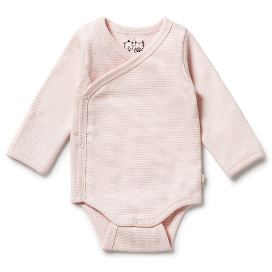 Wilson & Frenchy Organic Stripe Rib Wrap Bodysuit - Cantaloupe
