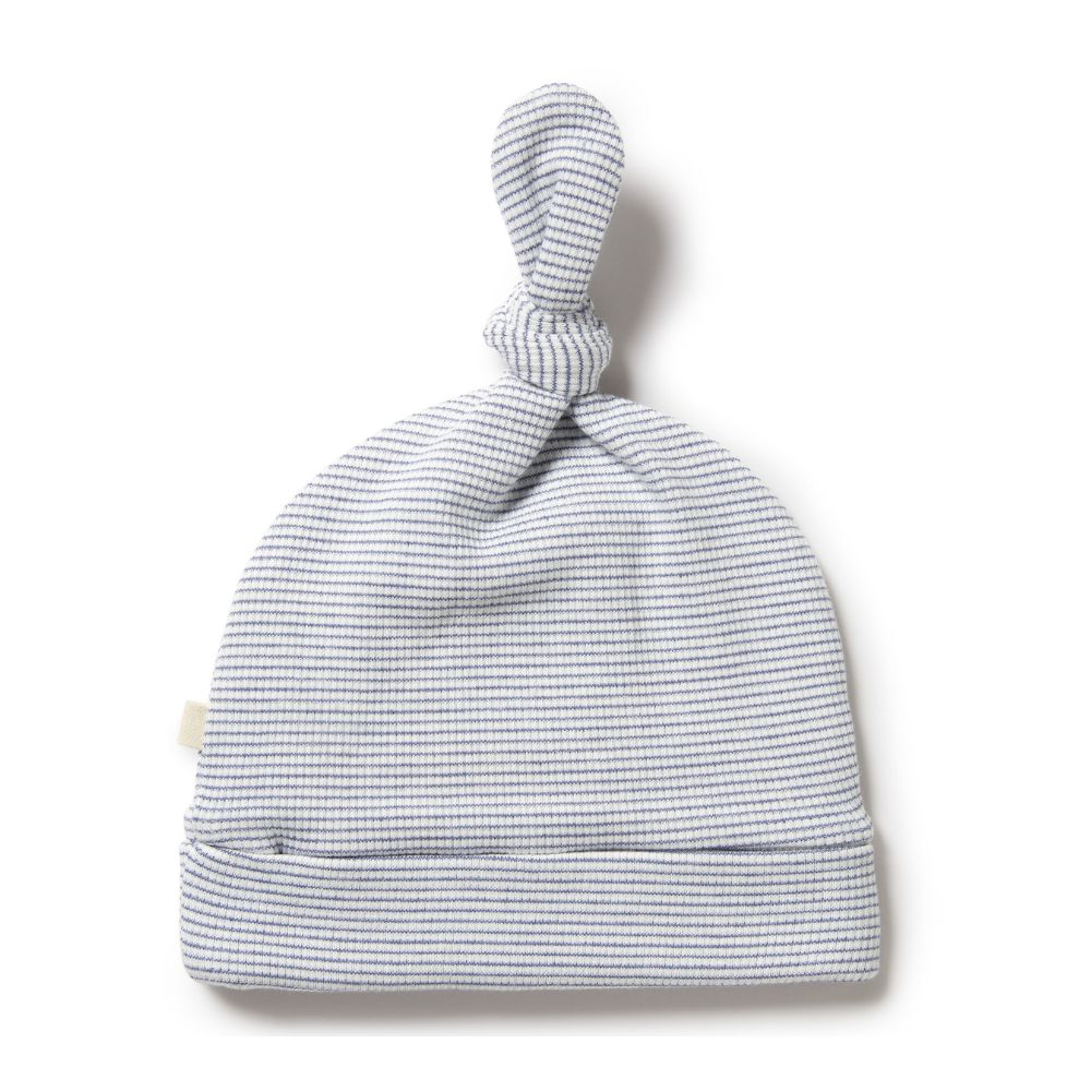 Wilson & Frenchy Organic Stripe Rib Knot Hat - Rain Drop