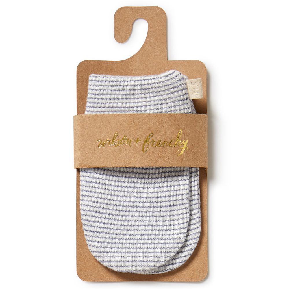 Wilson & Frenchy Organic Stripe Rib Mittens - Rain Drop