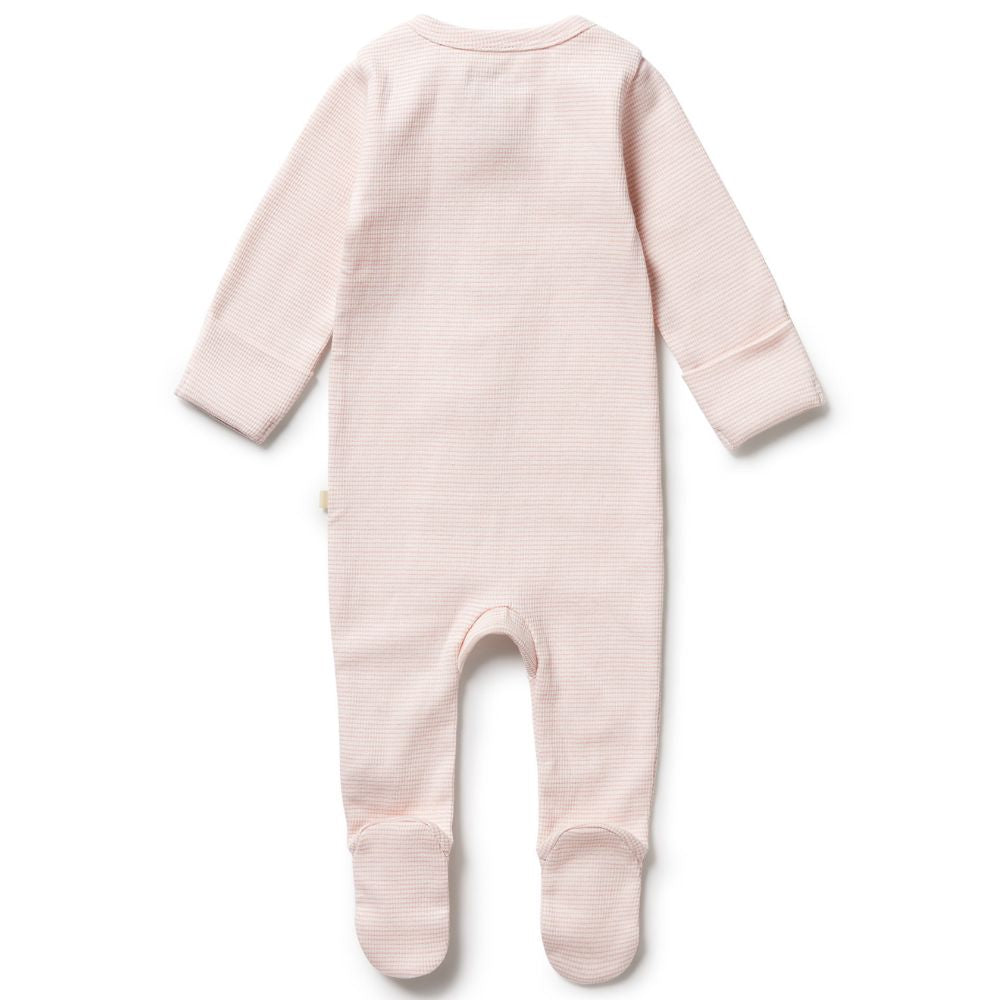 Wilson & Frenchy Organic Stripe Rib Zipsuit with Feet - Cantaloupe