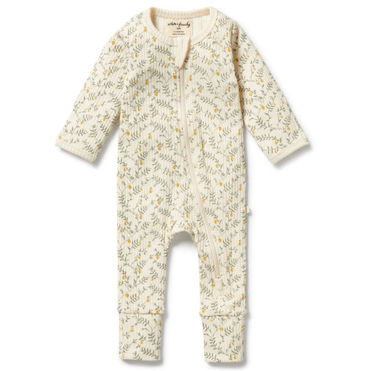 Wilson & Frenchy Organic Zipsuit with Feet - Lemon Leaf