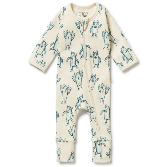 Wilson & Frenchy Organic Zipsuit with Feet - Yeti