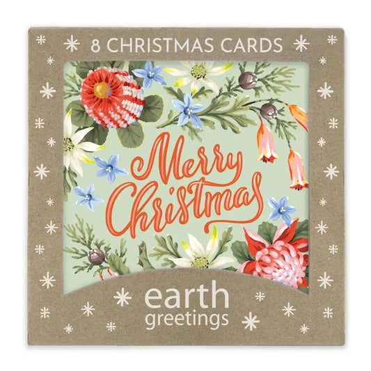Earth Greetings Australian Christmas Card 8 Pack - Christmas Blooms