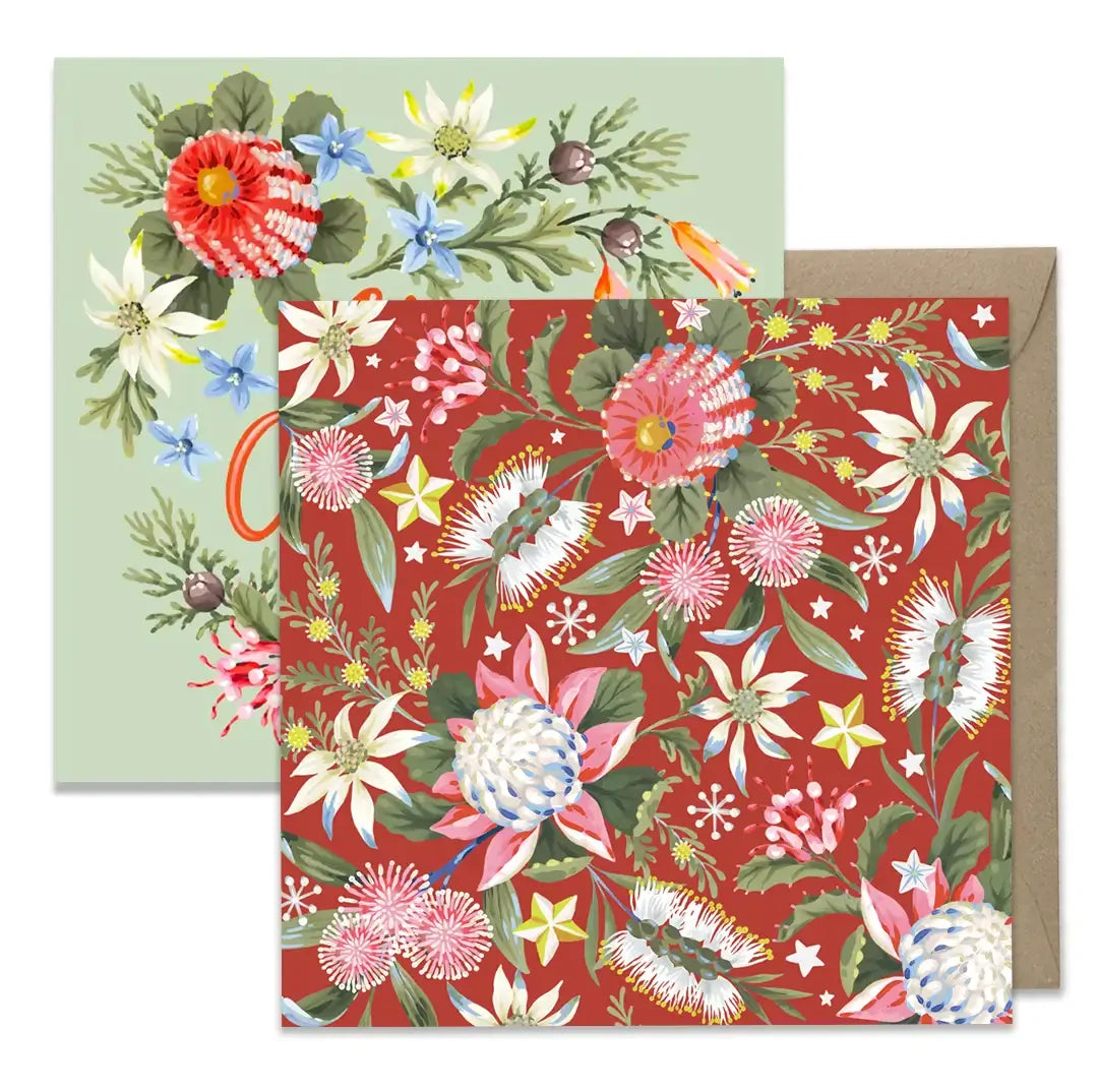Earth Greetings Australian Christmas Card 8 Pack - Christmas Flora