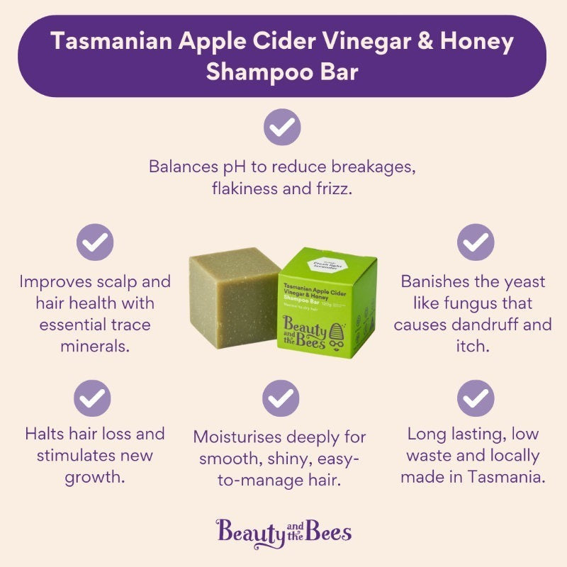 Beauty & the Bees Shampoo Bar 120g - Apple Cider Vinegar & Honey