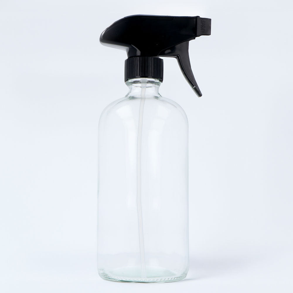 Clear Glass Bottle with Black Trigger Spray - 500ml
