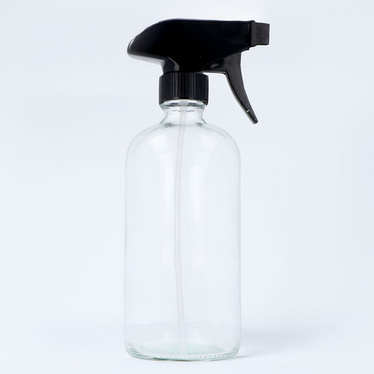 Clear Glass Bottle with Black Trigger Spray - 500ml