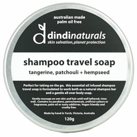 Dindi Naturals Shampoo Travel Soap in Tin 120g - Tangerine + Patchouli