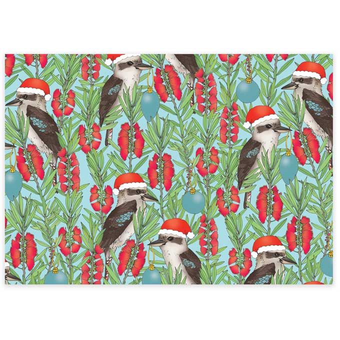 Earth Greetings Christmas Folded Wrapping Paper - Jolly Kookaburra