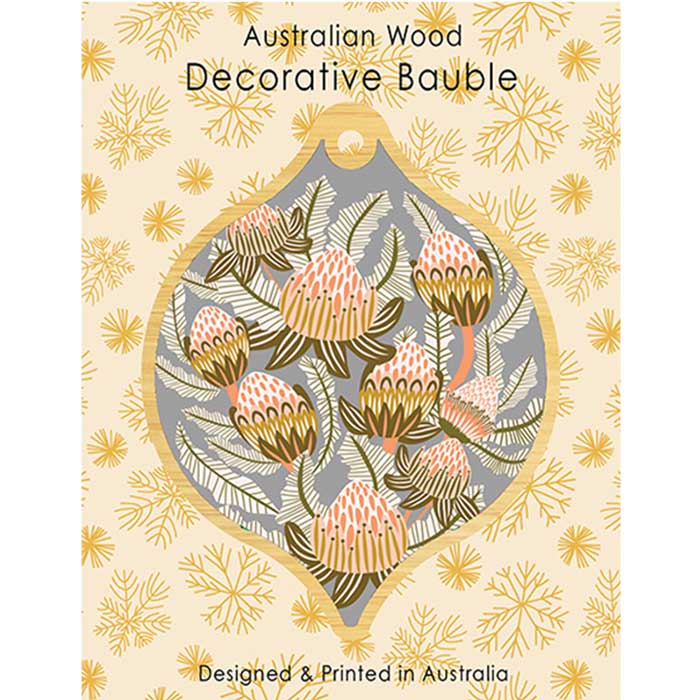 Kirsten Katz Wooden Bauble - Bush Toned Banksias