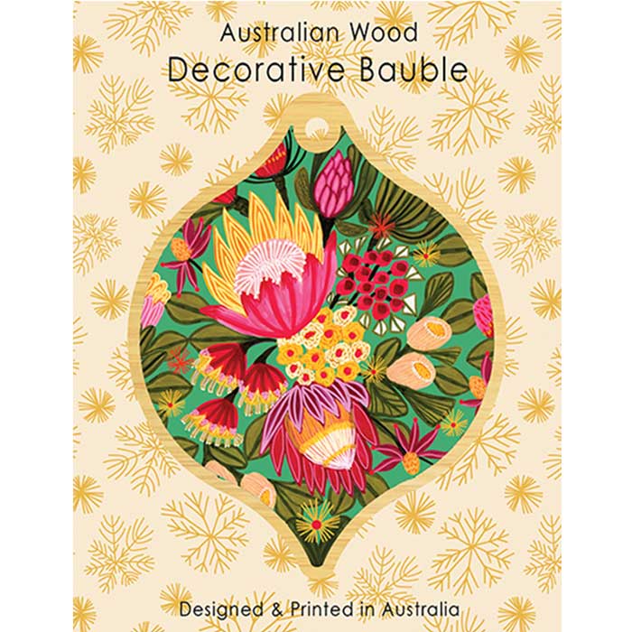 Kirsten Katz Wooden Bauble - Proteas on Mint