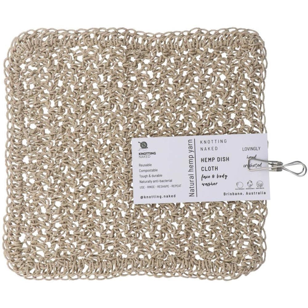 Knotting Naked Hemp Crochet Dish/Body Cloth - SQUARE