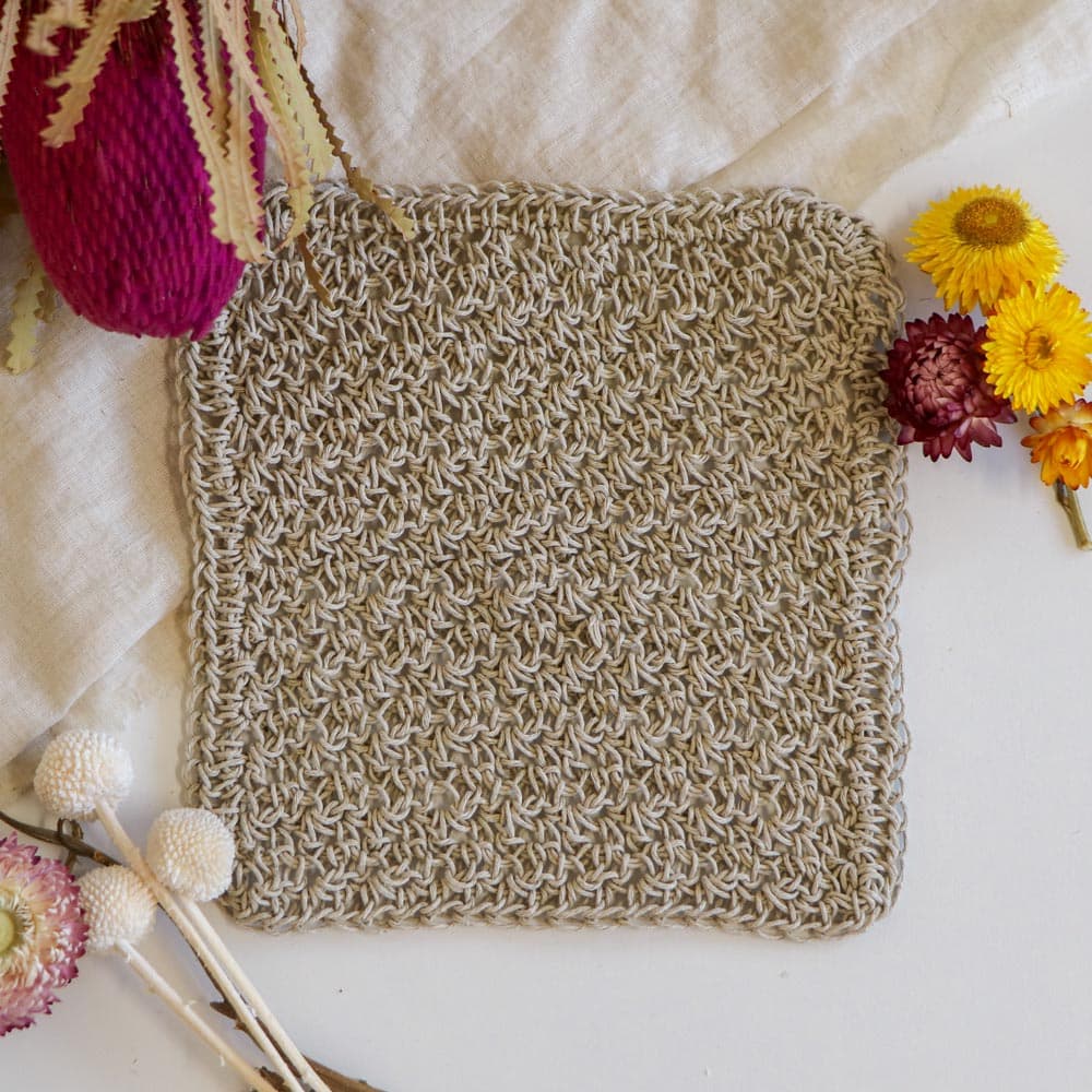 Knotting Naked Hemp Crochet Dish/Body Cloth - SQUARE